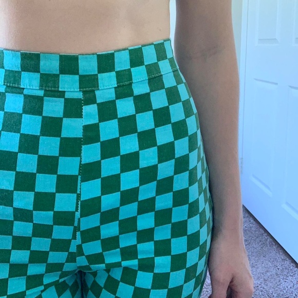 Green Checkered Women's Pants - Picture 4 of 4